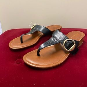 Tommy Hilfiger Black Leather Sandals